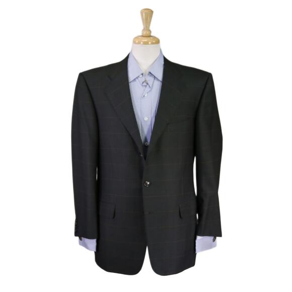Ermenegildo Zegna Mystique Green Windowpane Woven Wool Sportcoat Blazer 42S - Picture 1 of 9